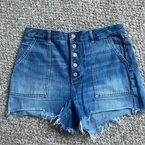 Free People High Waist Denim Blue Shorts
